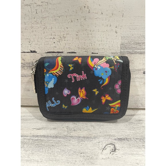 Disney Tinker bell Small Zip Around Black Wallet NWOT - Picture 1 of 10